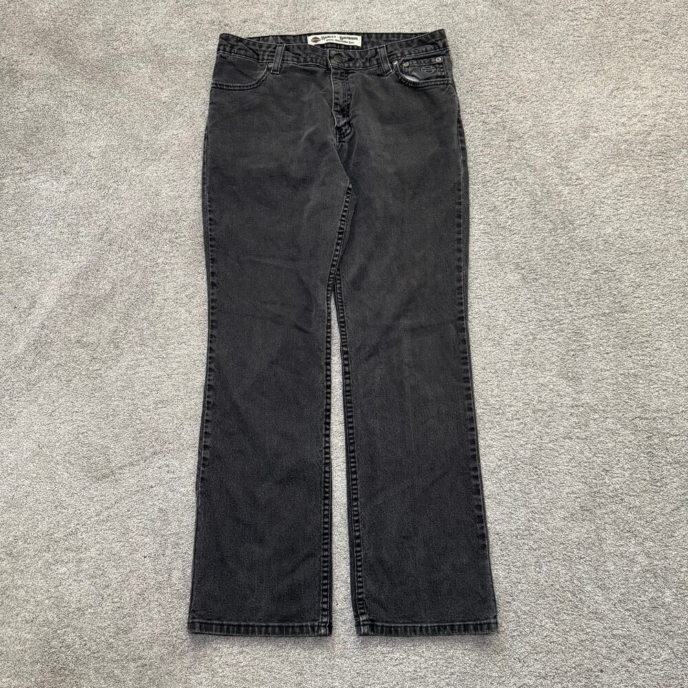 Vintage Harley Davidson Jeans Womens 10 Petite Black Relaxed Leg Motorcycle